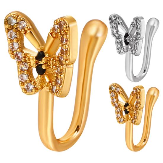 1Pc Nose Clip Anti-deformed Safe Rhinestone Inlaid Non Piercing U Shape Faux Nose Ring Female Jewelry