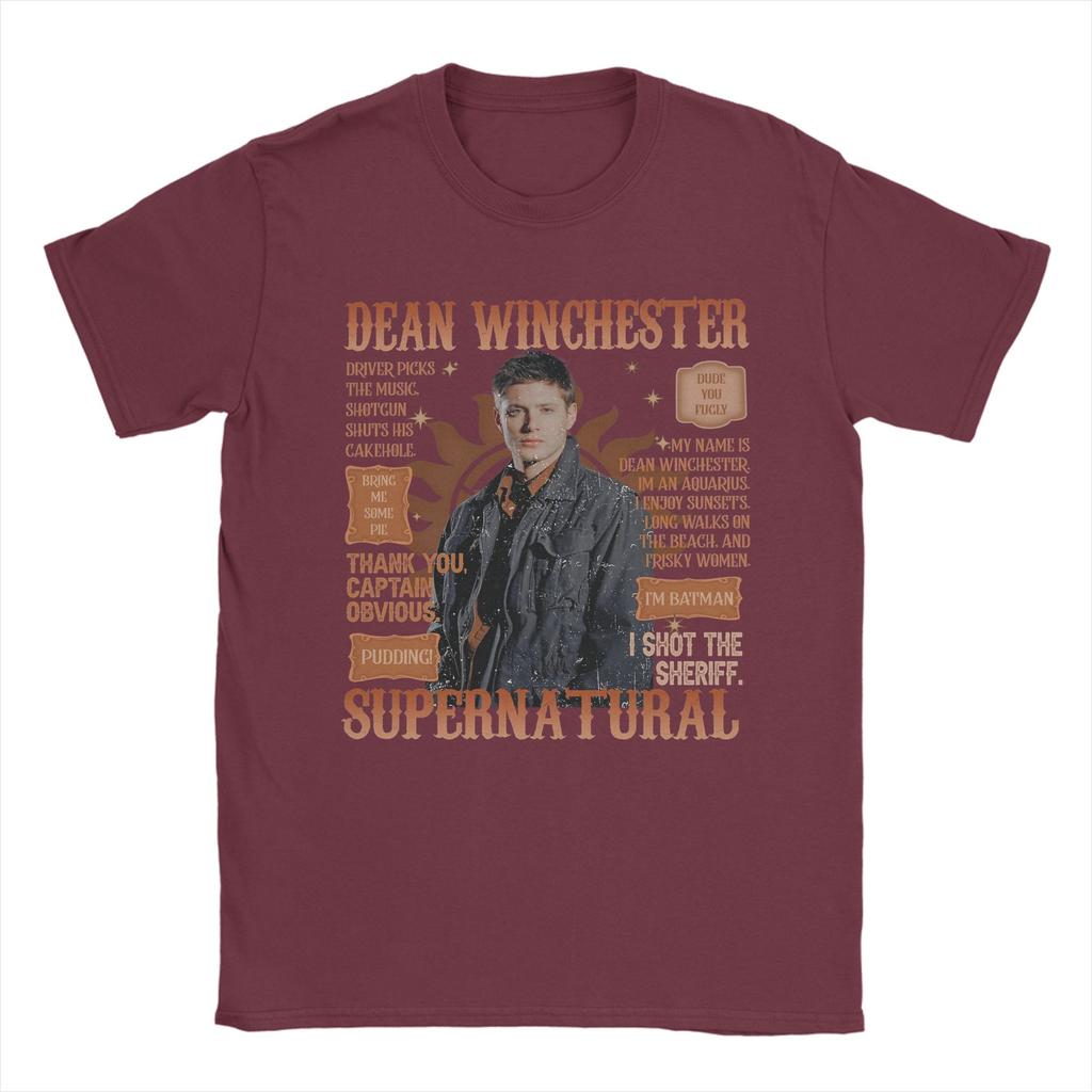 Supernatural Vintage Dean Winchester Men T Shirts  Vintage Tees Short Sleeve Round Neck TShirt 100 Cotton 4XL 5XL Clothing
