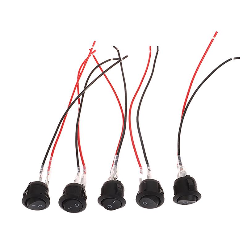 5Pcs Round Rocker Switch On Off Spst Mini Toggle Switch 12V For Car Automotive Rv 2 Pin Switch Mini Rocker Switch With Wire