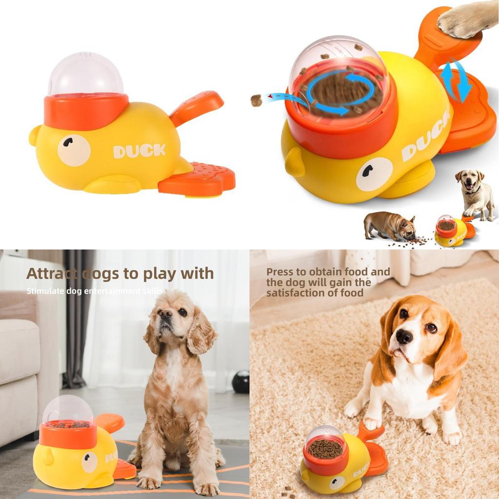 Yellow Pet Food Dispenser And Interactive Toy For Cats And Dogs With Abs Construction