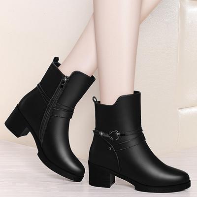 High-quality Soft Leather, Spring Autumn, Boots, Women's Shoes, Rough Heeled, Boots, Women's Leather, Boots, Women's Boots