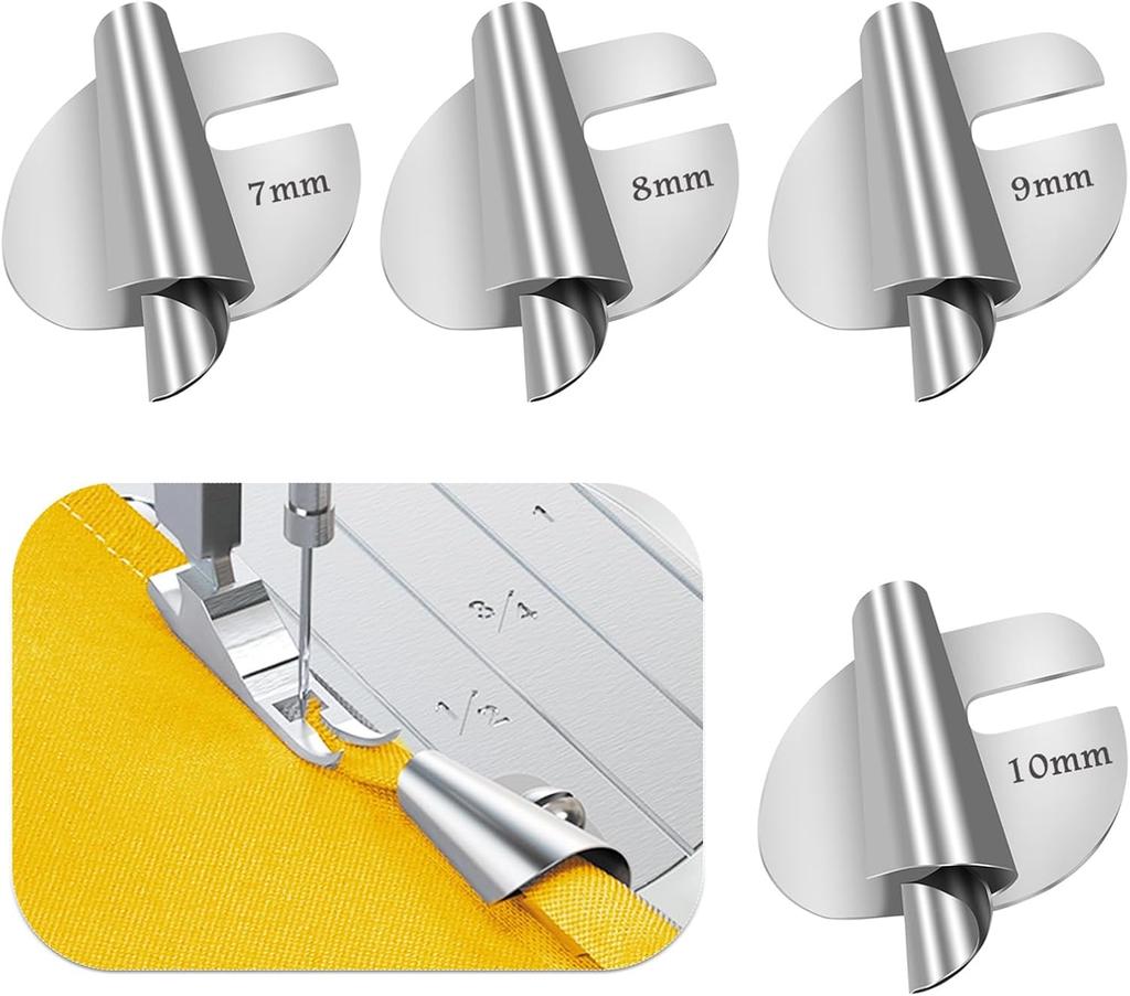 Universal Sewing Rolled Hemmer Foot 4PCS Rolled Hem Presser Foot 7/8/9/10mm Wide Rolling Hem Foot Sewing Machine Presser Feet Hemmer Home Industrial