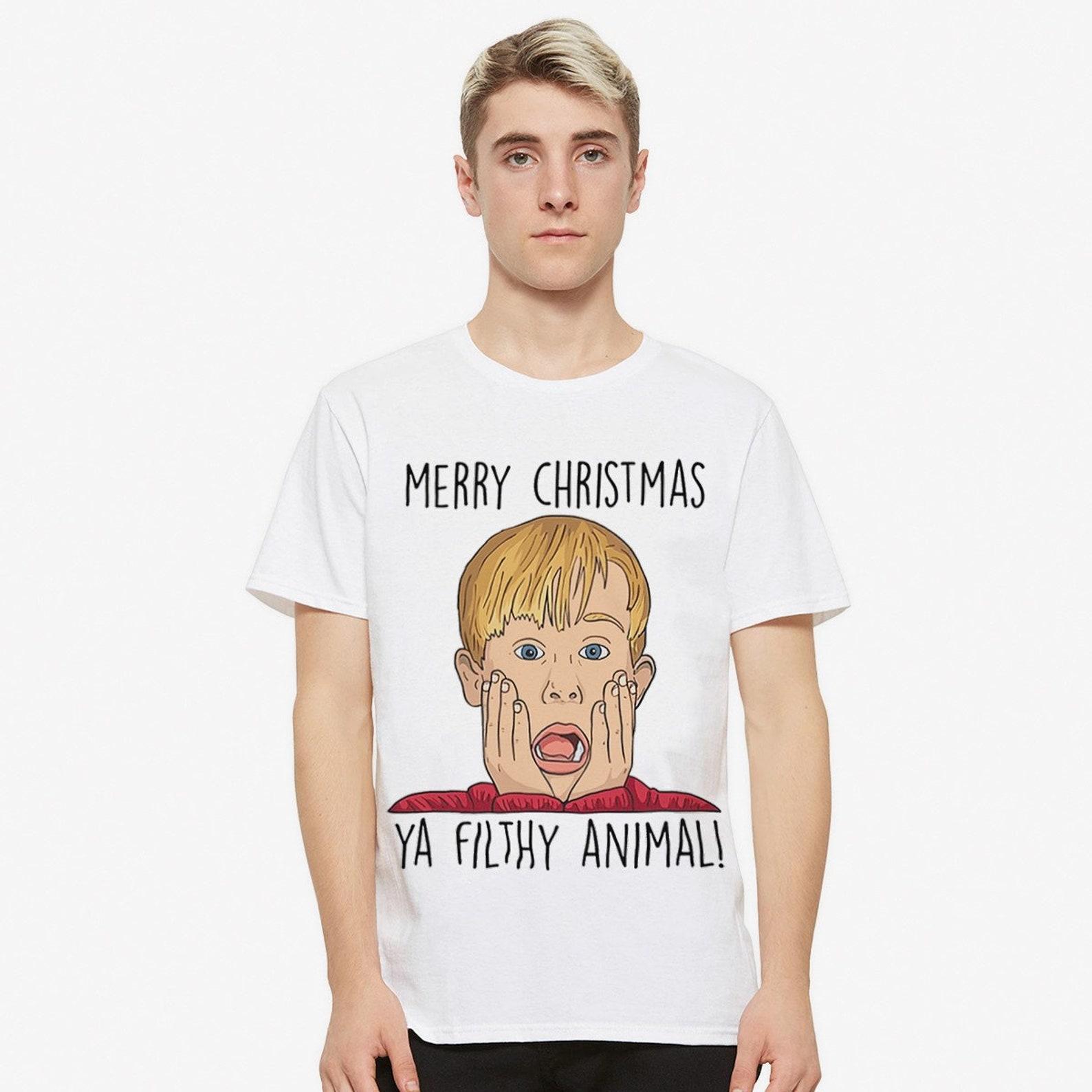 Merry Christmas Home Alone Kevin Funny T-Shirt, Men s and Women s Sizes (NOV-200030) S