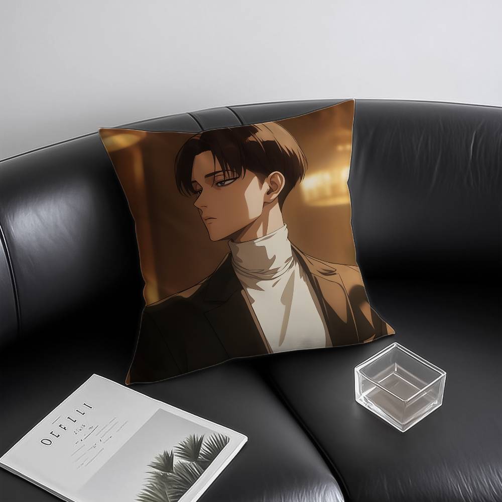 1 Stück Levi Ackerman Attack on Titan Kissenbezug, milbenabweisend, mit verdecktem Reißverschluss, seidig-kurzplüschig, Sofakissenbezug