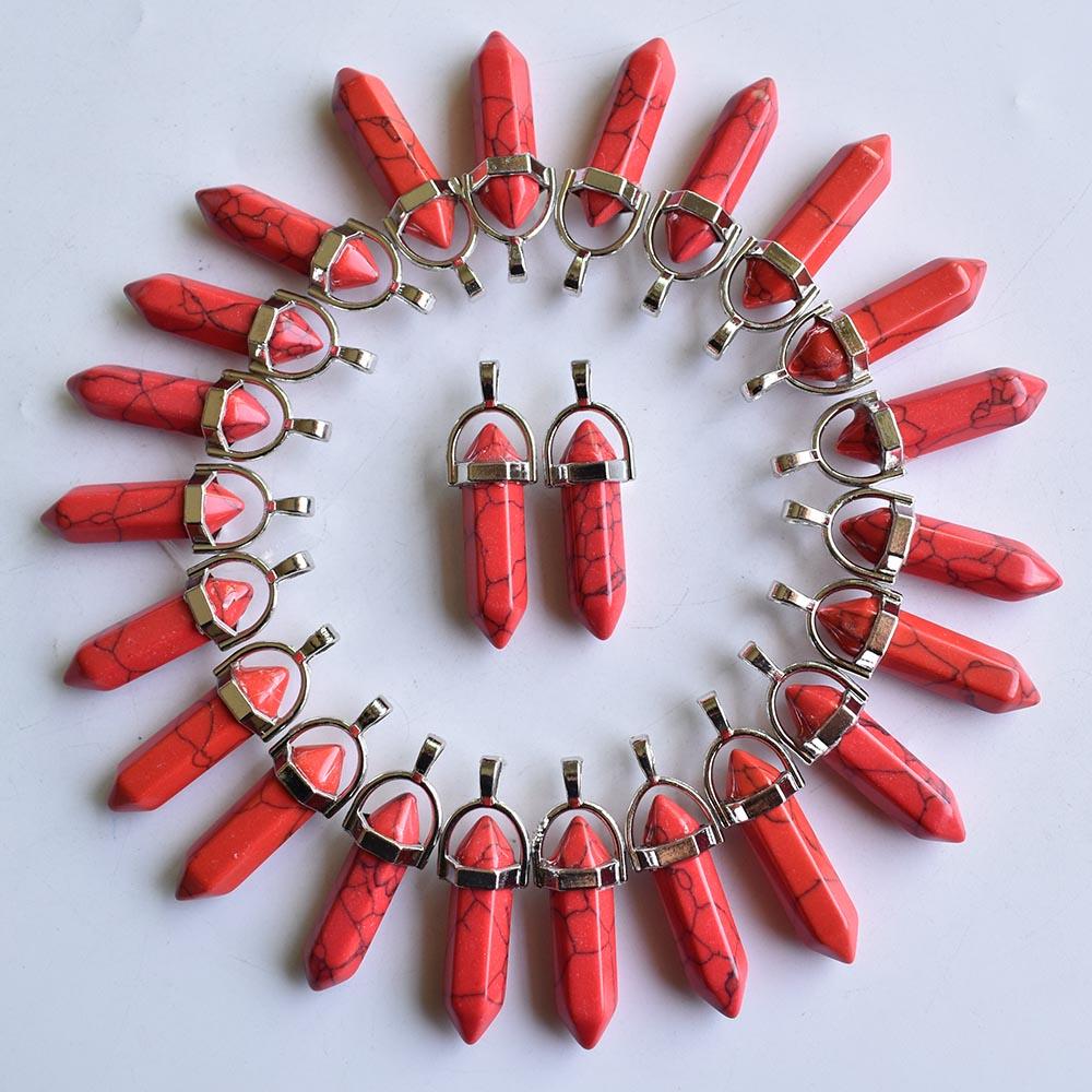 24pcs/lot Fashion quality assorted natural stone mixed pillar charms chakra Pendants & necklaces for making free
