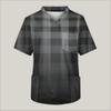 Men's Printing Short Sleeve V-neck Working Blouse Chest Pocket Carer Top