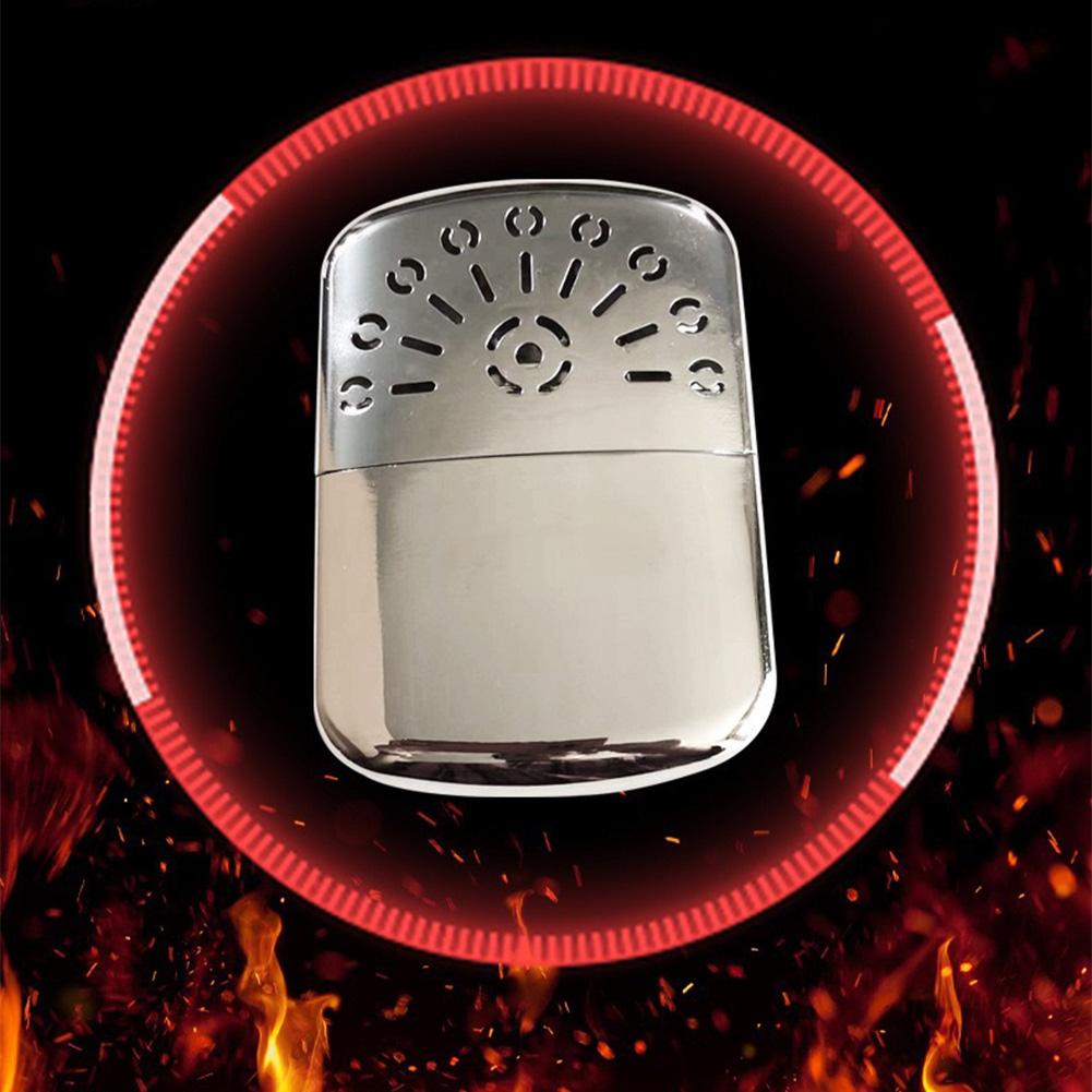 Portable Fuel Hand Warmer Reusable Small Handy Warmer Heater Winter Heater for Outdoor Hunting Camping Fishing argento