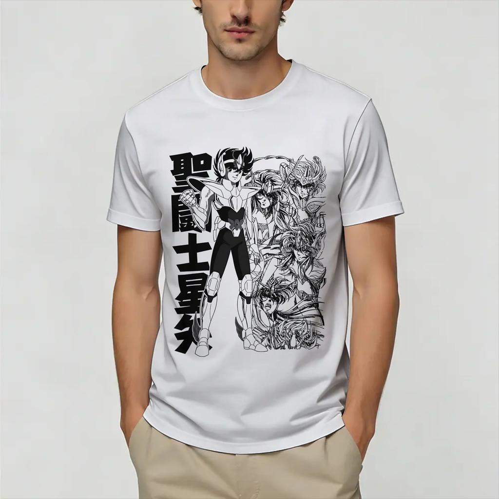 Ikki Saint Seiyas T Shirts Unisex Pure Cotton Vintage TShirts Round Collar Tees Short Sleeve Tops Plus Size