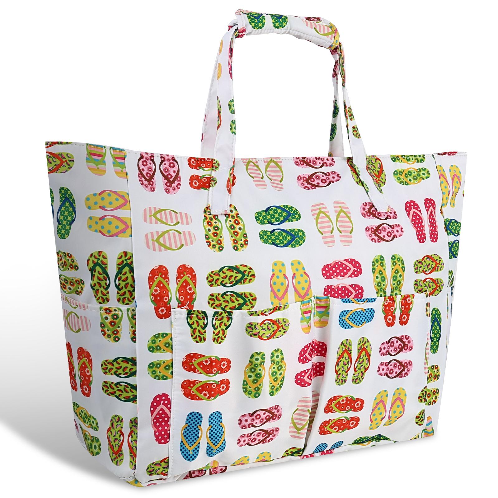 Waterproof Beach Tote Bag Women Ladies Large Carry On Bag with Wet Compartment Sand-Proof Travel Foldable Beach Shoulder Bag