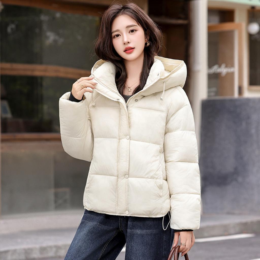 Winter Women's Short Down Jacket, Petite Size, Off-white, High-end Plus Size Loose Fashion Korean Style White Goose Down Coat