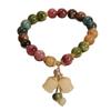 Elastic Rope Orchid Flower  Bracelet Floral Women Bangle Trendy Colorful Beads Bracelet  Summer