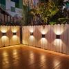 2PCS Solar Lights Up and Down Wall Lamp for Outdoor Fence Decoration Convex Mirror IP65 Water Proof 4 LEDs White Light