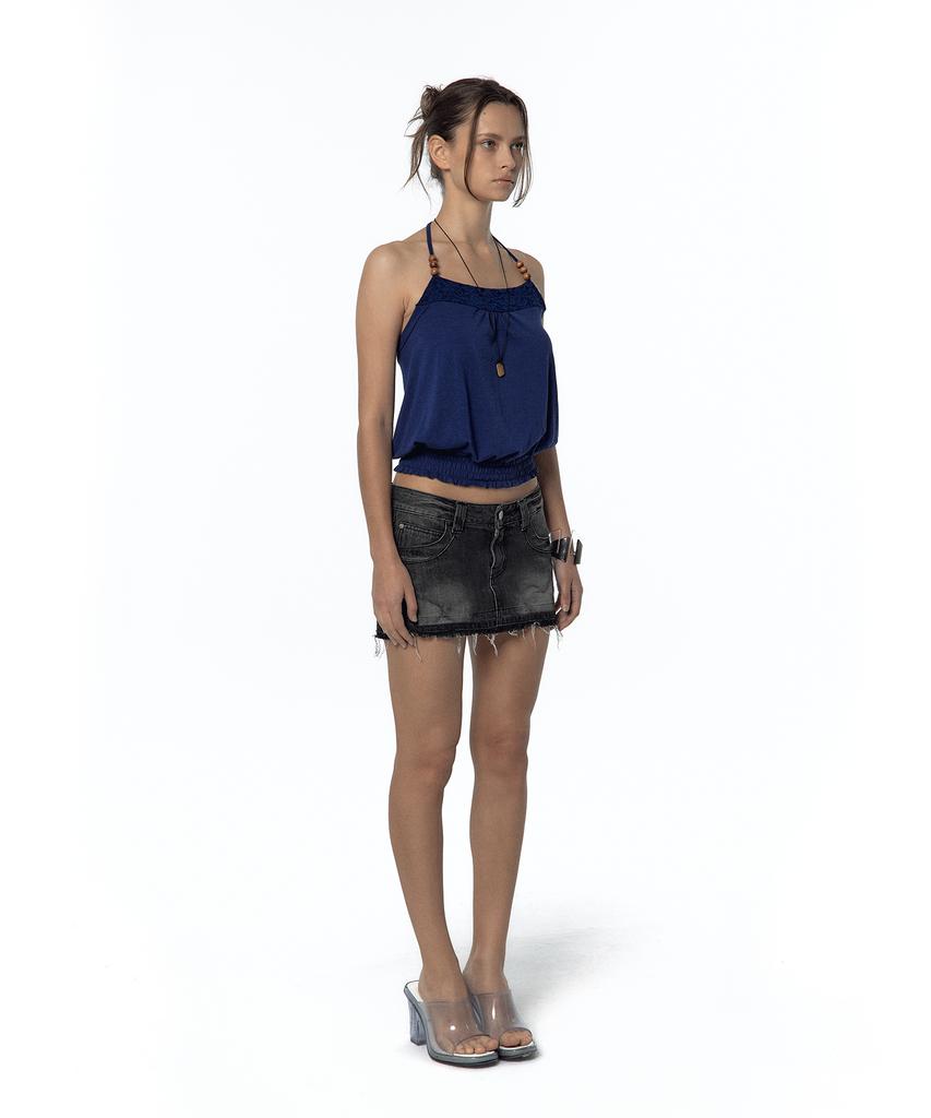 Kasiko Split Pocket Denim Skirt Black