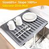 Thickened Silicone Kitchen Drain Mat | Non-Slip Heat-Resistant Waterproof Sink Countertop Draining Pad with Drainage Channels