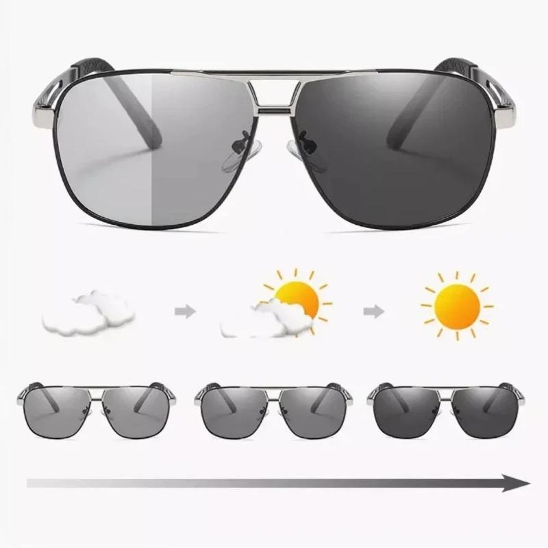 Men Driving Chameleon Sun Glasses for Day and Night Dual-use Male Color Change Lens Vision Polarized Photochromic Sunglasses
