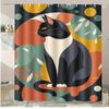 Cat Family Washable Dirt-Resistant Shower Curtain Shower Head Waterproof Polyester Bath Curtain For Home Decor Accessories