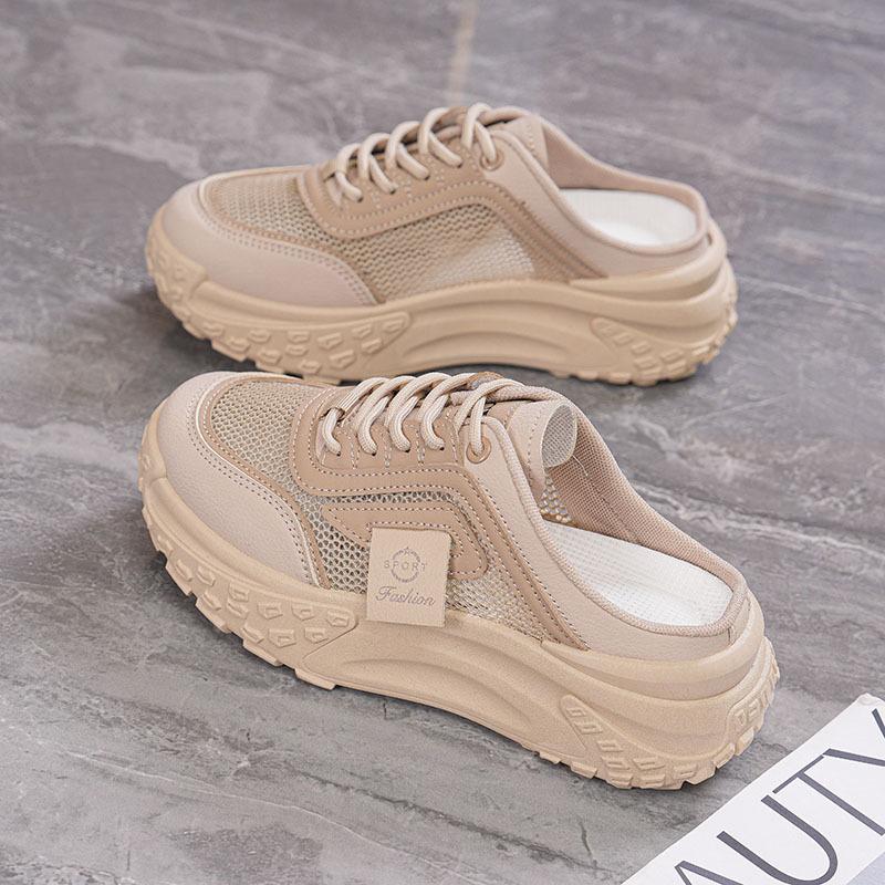 Summer new mesh breathable bag head shoes ins half slippers platform casual shoes CY