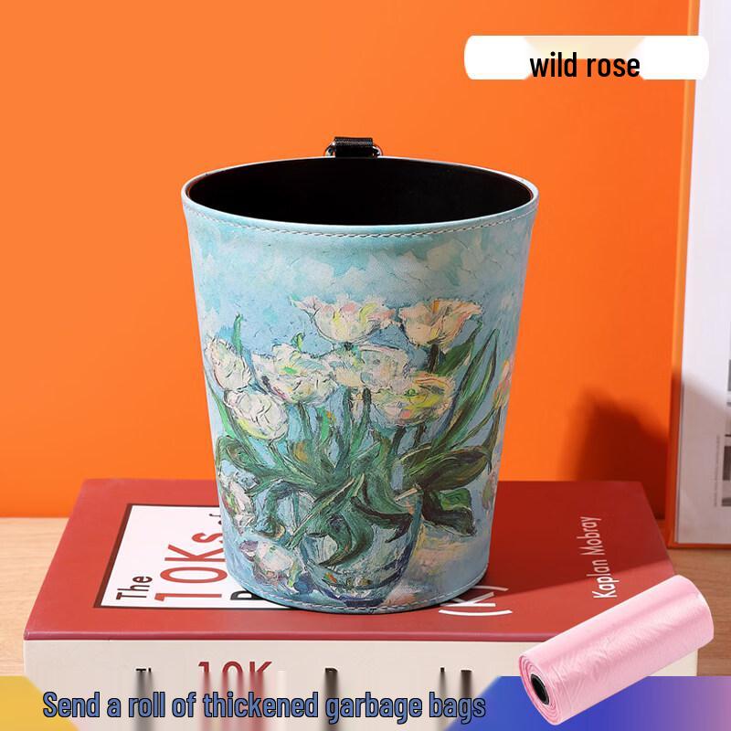 LIEI Car Trash Can & Tissue Holder with Oil Painting Design