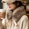 Solid Color Fur Collar Scarf Thicken Neck Warmer Scarf Fluffy Women Scarves  Winter
