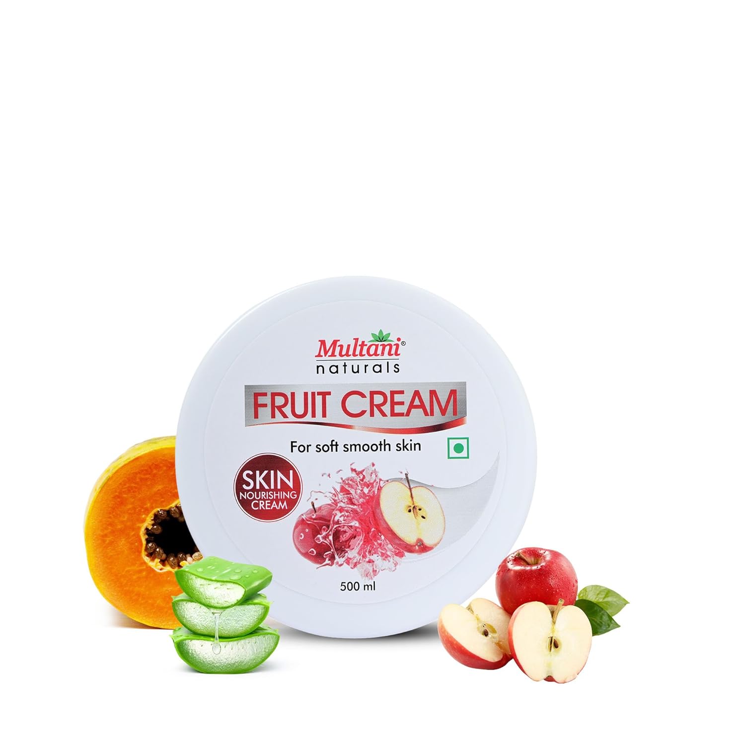 

Multani Naturals Fruit Cream Moisturizing With Apple, Quick Absorbing Non Sticky Face Hand Body Moisturizer 500 ml