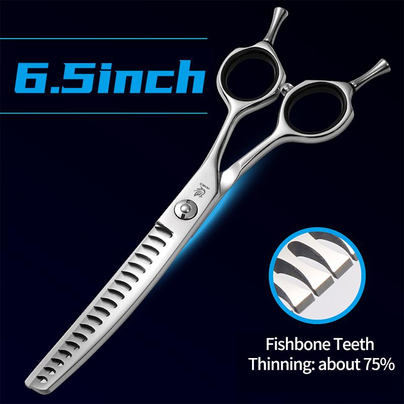 Fenice 7.0/7.5 inch Professional Dog Grooming Shears Curved Thinning Scissors for Dog Face Body Cutiing JP 440C High Quality