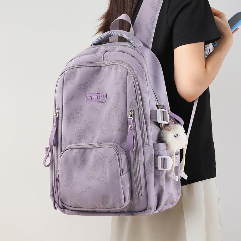 

School Bag, Female Versatile Large-Capacity Backpack, Lightweight Versatile Backpack, Junior High School Student Travel Bag фіолетовий