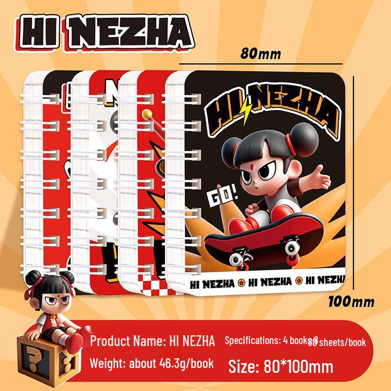 Nezha A7 Thickened Mini Pocket Notebook with Lined Pages - Cute Office Diary