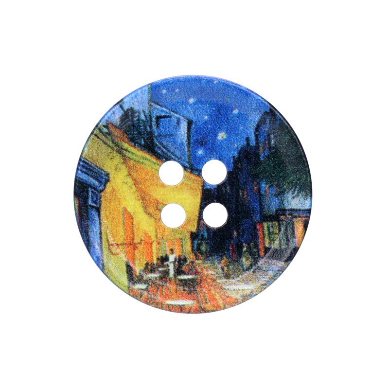 Resin Buttons with Oil Painting Print, Set of 30 for Sewing and Projects
