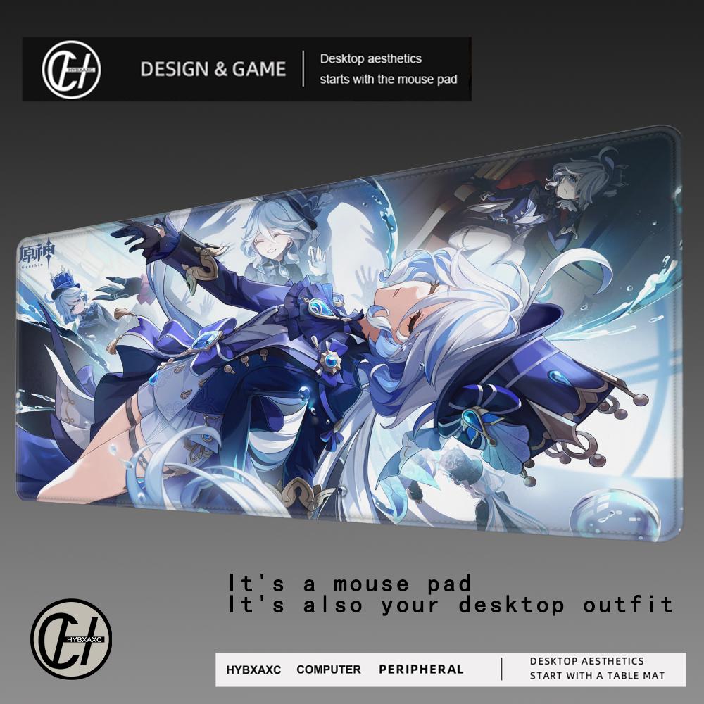 HYBXAXC Furina Focalors Mouse Pad Large Xxl Genshin Impact Mousepad Computer Keyboard Padding Anime Genshin Accessories Desk Mat