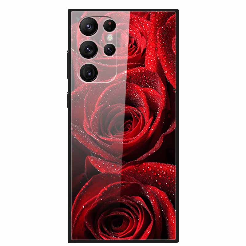 Gehärtetes Glas Cover Für Samsung S23 Ultra 5G Hülle S 23 Luxus Hartes Funda für Samsung Galaxy S23 Plus Ultra 5G Bemaltes Coque S23