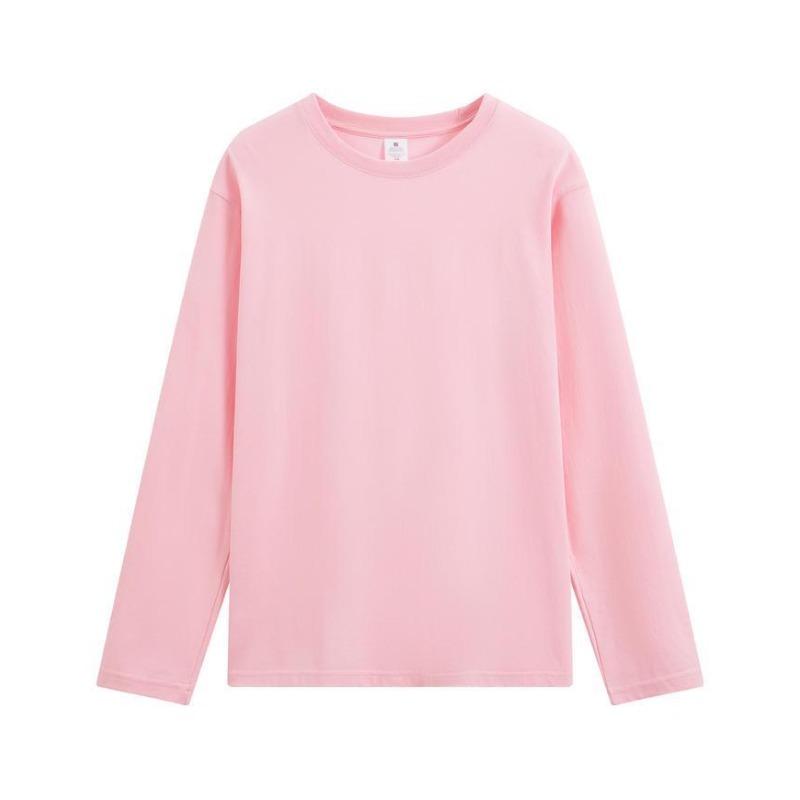 Live Broadcast 230g Heavyweight Pure Cotton Solid Color Long Sleeve T-Shirt with Printed Logo
