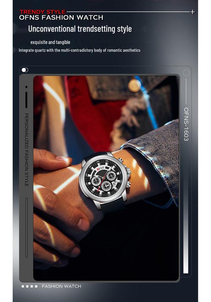 Oufanni Shi Quartz Chronograph Men’s Watch: Luminous, Multi-Functional, Waterproof with Calendar