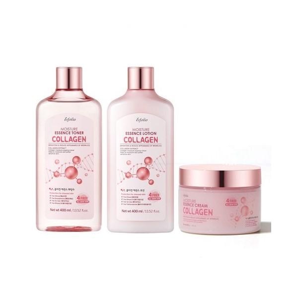 Esfolio Collagen Basic 3pcs Set (Toner 400ml + Lotion 400ml + Cream 200g)