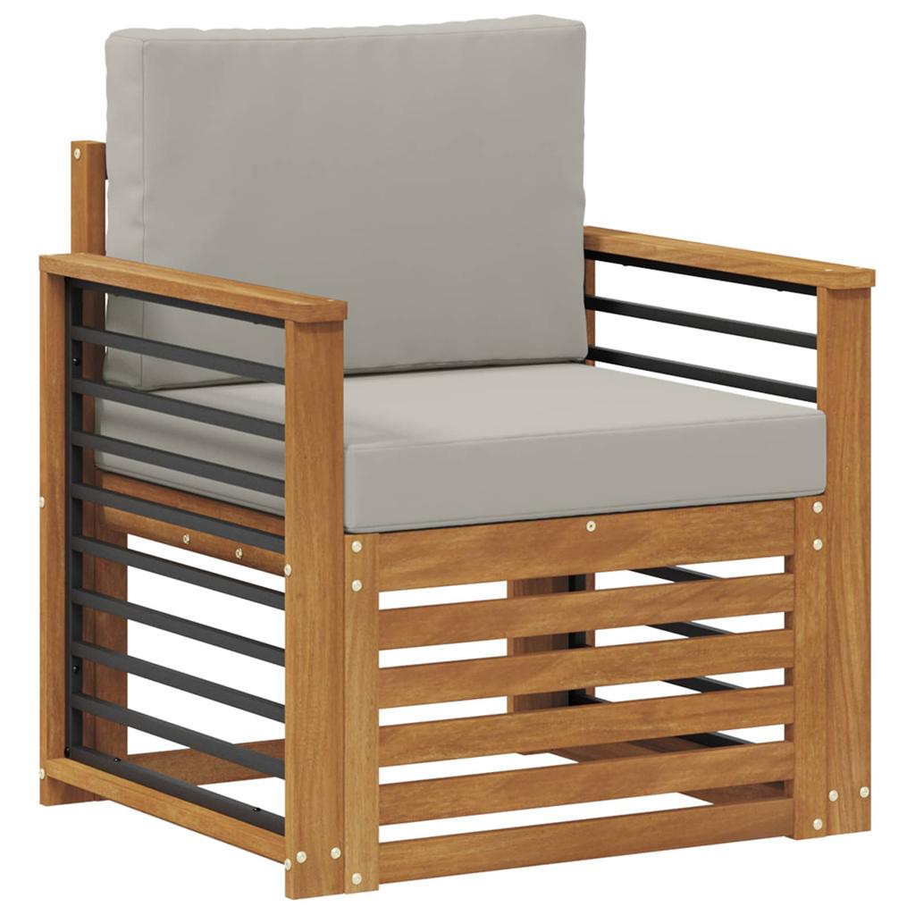 Outdoor Sofa Set Solid Acacia Wood and Polyester