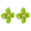 Soft Pink Enamel Flower Stud Earrings with Gold Tone Accents for Women Elegant Style