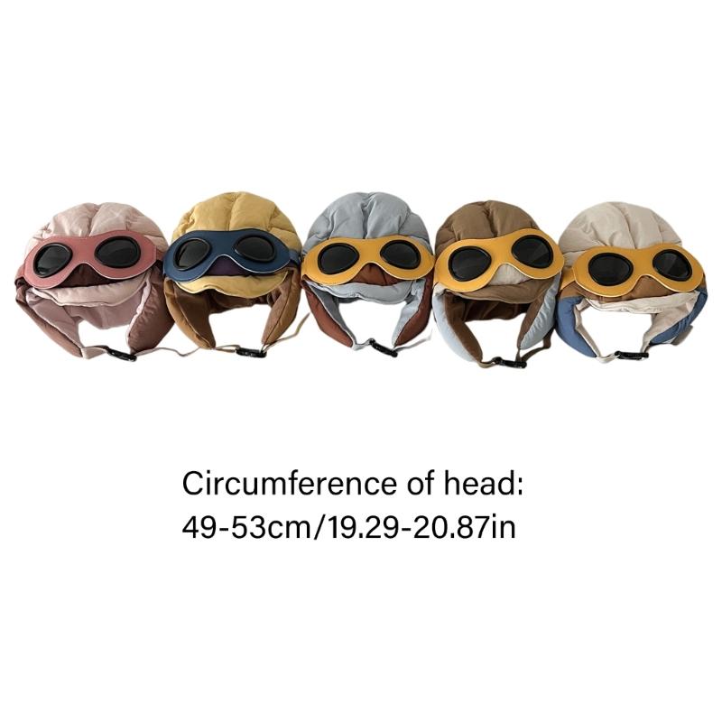 Adjustable Winter Pilot Cap With Goggles Ear Protections For Infants Soft Nylon Flight Hat For Role Play Costumes