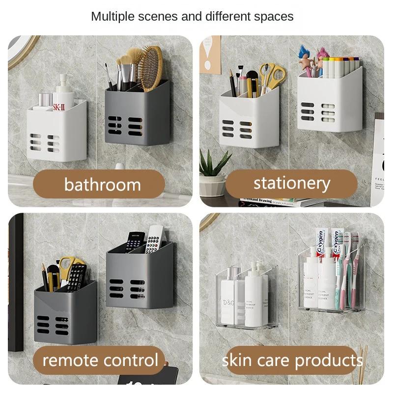 Bathroom Shelf Makeup Storage Organizer No Drill Toiletries Shelves Wall Mount Comb Skin Care Product Rack Bathroom Accessories