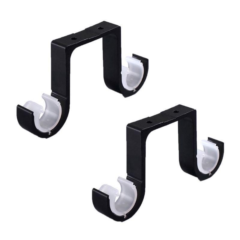  2Pcs Hang Curtain Rod Holders Heavy Duty Double Curtain Rod Bracket for 1.02-1.1''Rod Metal Double Rod Bracket for Wall