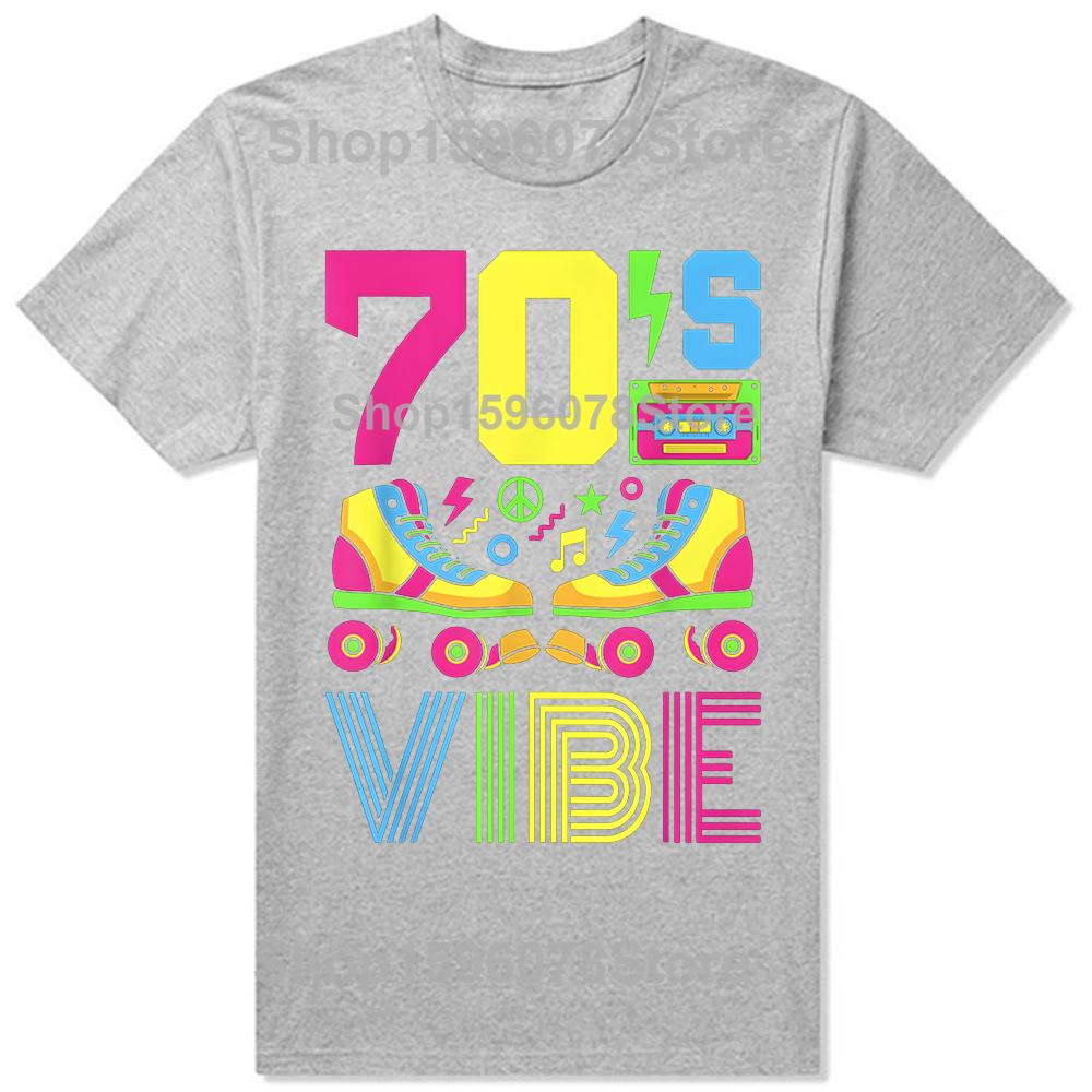Funny 70s Vibe 1970s Fashion Theme Party T Shirts Men Cotton Humor Streetwear Tee Short Sleeve Unisex Loose Crewneck Clothing