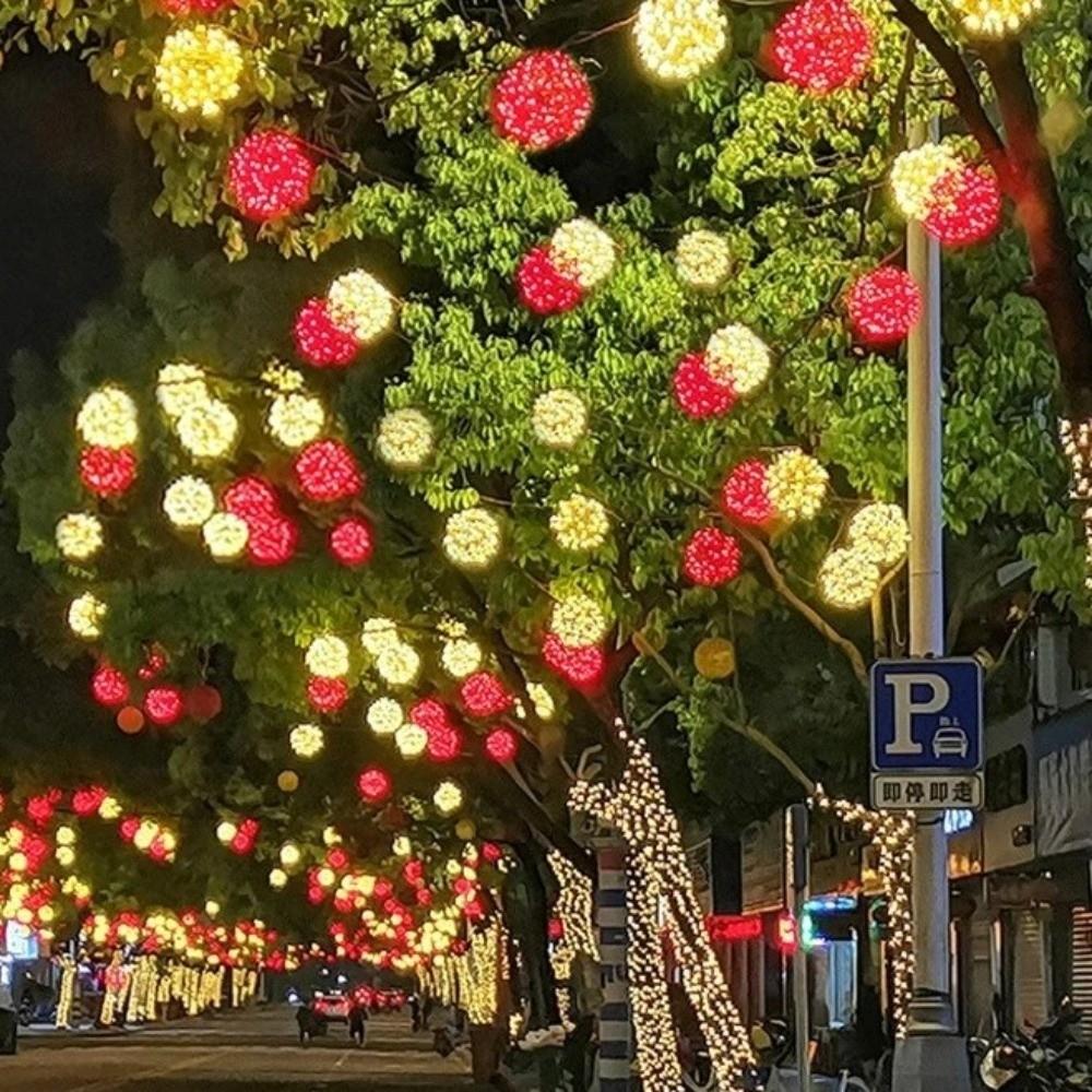 20/28CM Festoon Rattan Ball Light LED Rattan Ball Christmas Tree Light String 220V Ramadan Festoon Rattan Ball Lamp Garden