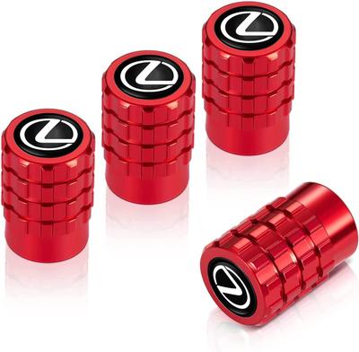 Air Valve Cap, Lexus, High-Grade Alloy, for Cars and Motorcycles, Tire Valves, Set of 4, Lexus, Red
