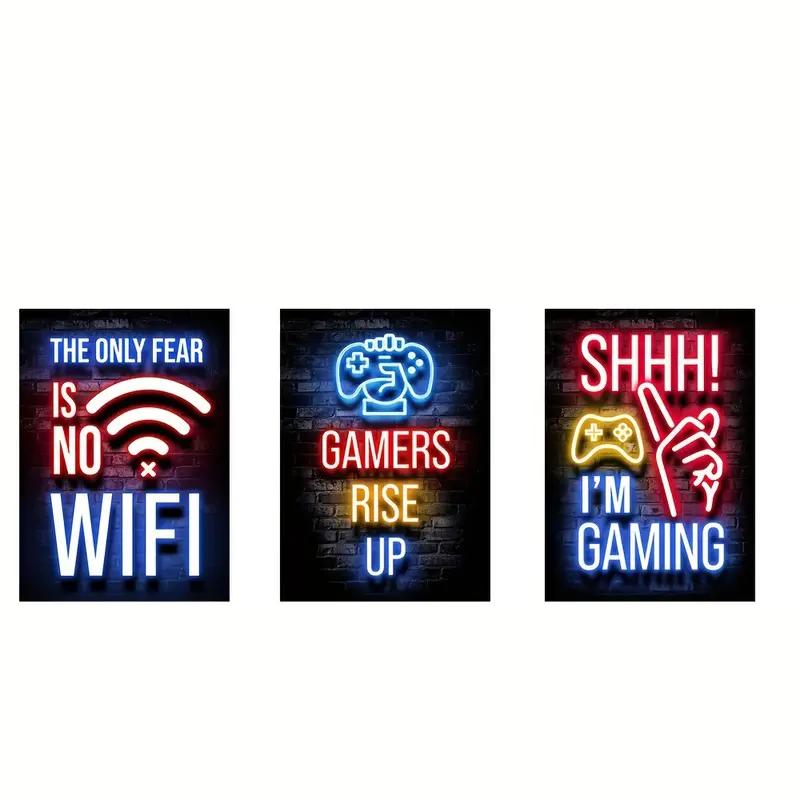 3pcs/set Gaming Graffiti Gamepad Earphone Funny Wall Art Canvas Poster Gamer Room Wall Decor Prints Modern Living Room Posters