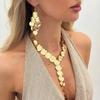IngeSight.Z 3 Pcs/Set Personality Punk Y-Shape Metal Disc Tassels Necklace Earrings Women Vintage Statement Fashion Jewelry Set