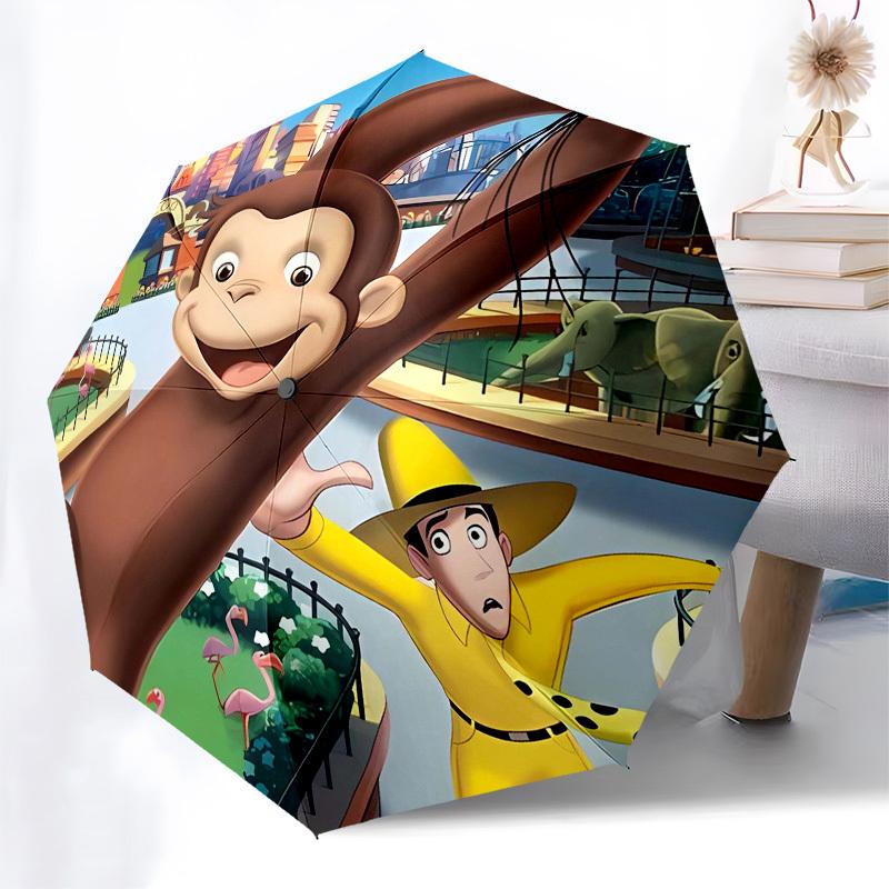 Curious George, Zoo Automatic Opening and Closing, 8 rib Structure Portable Umbrella, Suitable for Men and Women in All Seasons  Perfect Gif