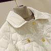 Winter Women Fashion Solid Casual Rhomboid Thicken Warm Parkas Single Breasted Vintage Jackets Y2K All Match Loose Coats