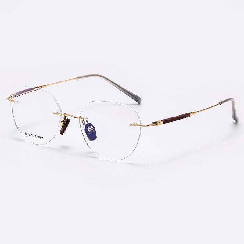 Frameless Luxury Sandalwood Glasses with Titanium Frames & Customizable Lenses