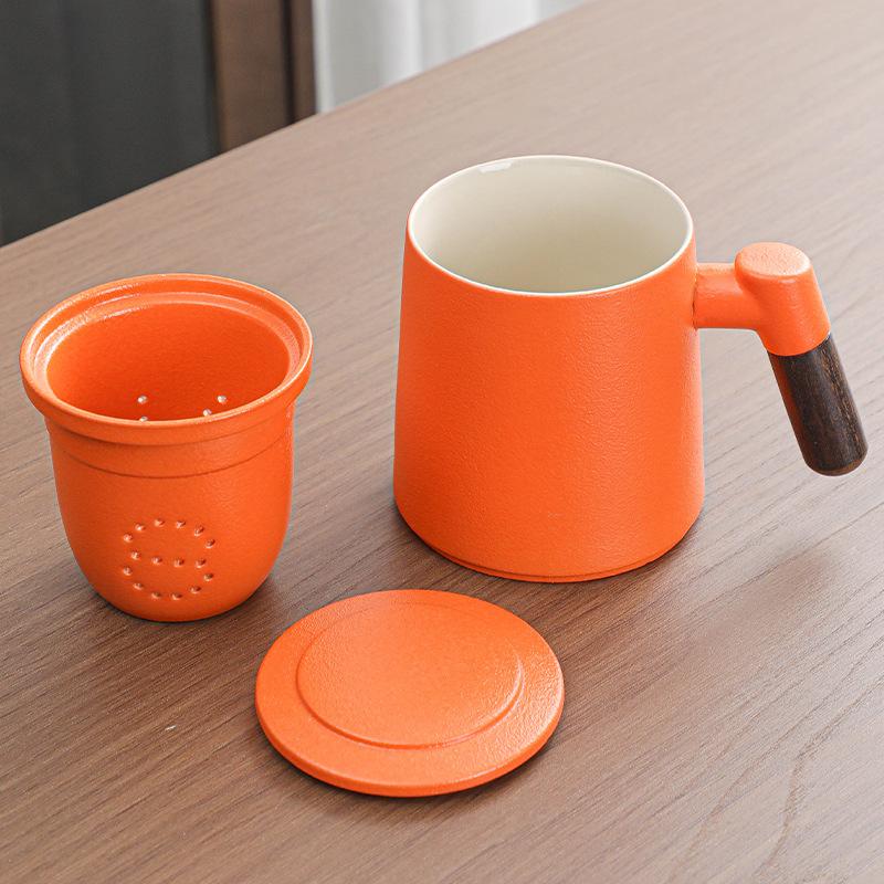 Coarse Pottery Tea Separation High-end Mug Gift Ceramic Water Cup with Lid Filter Tea Can Gift Box Set