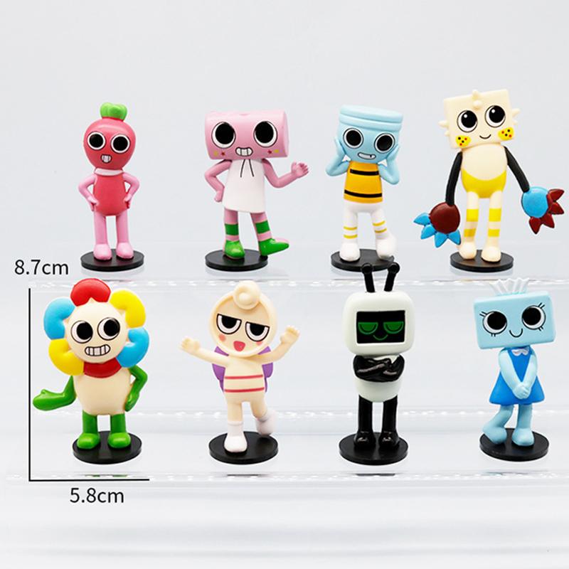 8 pçs/set Anime Dandy's World Action Figure Toy Cartoon Dandy World Horror Jogo PVC Modelo Boneca Estatuetas Crianças Presente d