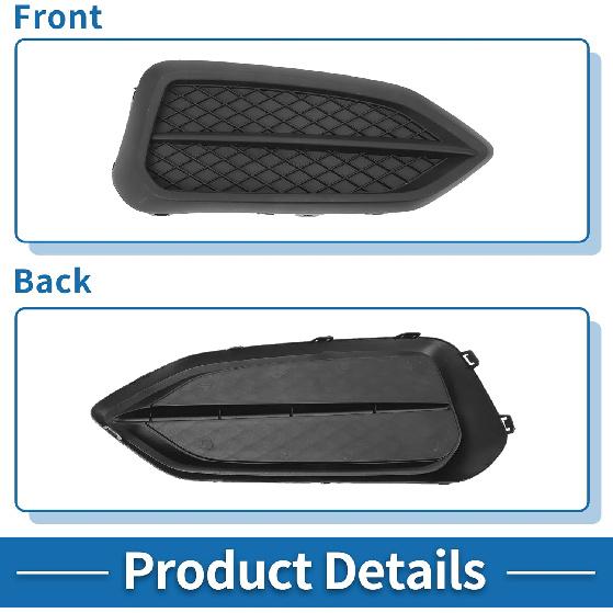 Fog Light Grill Front Lower Bumper Fog Light Cover Inserts No.71106TS8A51 for Honda Civic 2014-2015 Black ABS 1 Pc Front Right