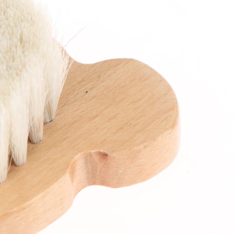 Soft Goat Bristle Shower Brush Wooden Handle Super Soft Scrubber Bath Brush Baby Hair Skin Body Massage Cleaning Tool